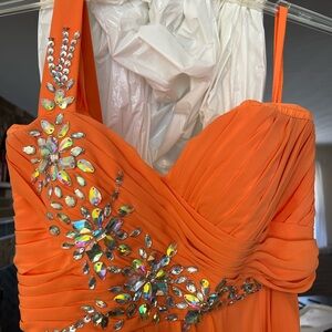 Elegant Orange Embellished Dress